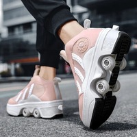 Patinage à roulettes télescopique automatique pour garçons nouvelles chaussures de sport à quatre roues avec design déformé hiver été printemps semelle intérieure en PU