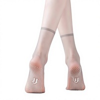 Chaussettes mi-mollet décontractées pour femmes, fines et respirantes, anti-accrocage, avec semelle en silicone massant à motif imprimé