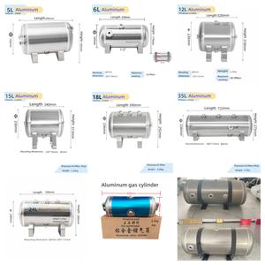 חלקי רכבת עם 200psi/150psi 3 גלון (12 ליטר) קוטר 168 מ "מ צינור אוויר אורך מותאם אישית רכבת קרן אלומיניום טנק אוויר - Product Image 6