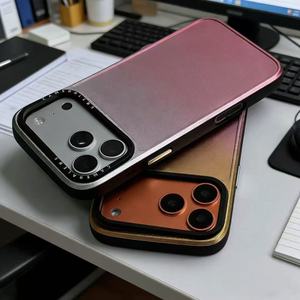 Custodia per cellulare A9 di lusso con bordo sfumato metallizzato <span class=keywords><strong>a</strong></span> contrasto per 18/17 Pro, materiale scanalato interno/esterno 360 - Product Image 2