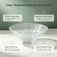 Groothandel Eco-vriendelijke Glazen Serveerschaal met Textuur, Brede Opening, Scandinavisch Design, Vaatwasserbestendig, voor Fruit, Salade en Dessert, voor Thuisgebruik