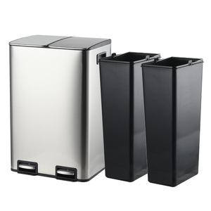 ถังขยะโลหะมีฝาปิดแบบแกว่งขนาด2x20ลิตรช่องขนาดใหญ่แบบคู่สำหรับใช้ในเชิงพาณิชย์ - Product Image 1
