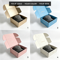 Boîte d'emballage recyclable certifiée écologique en carton ondulé avec estampage à chaud doré, élégante, rigide, avec fermeture à oreilles, taille personnalisée