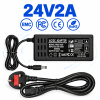 Connecteur DC 5,5x2,5 mm, adaptateur d'alimentation de bureau 24 V 2 A pour modem fibre, mixeur audio, ventilateur d'ordinateur, récepteur TV