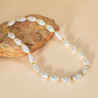 Collier en perles d'imitation de coquillage blanc classique, incroyable, 18 pouces, avec perles plaquées or 18 carats, élégant, fait à la main, cadeau pour femme