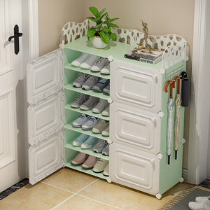 <b>Shoe</b> <b>Rack</b> Plastic Stackable <b>Storage</b> Cabinet For Entryway Home Use Minimalist Design Modern Appearance Freestanding - Product Image 3