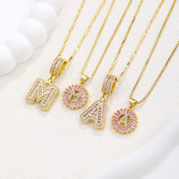 TK Collier tendance pour femme, ensemble de 26 lettres, plaqué or, pendentif fleur de sucre candi, lettres anglaises en zircon, collection anniversaire, best-seller