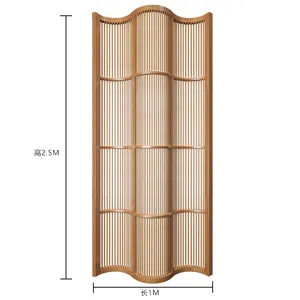 Panel de pantallas plegables para decoración de sala de estar, divisor de habitación pintado chino portátil, movible, Partición de madera