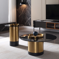 Ensemble de table basse en verre avec cadre en acier inoxydable de style nordique, table de café pour salon