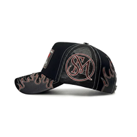 Gorra Trucker de Malla Personalizada con Bordado de Calavera y Gallo, Estilo Urbano Vintage con Llama, de 5 Paneles, Unisex
