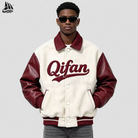 Veste universitaire de haute qualité OEM pour hommes, broderie en chenille, manches en cuir, vêtements pour hommes, veste universitaire personnalisée avec lettres, veste de baseball