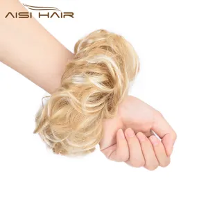 Aisi שיער אלסטי הסופגנייה Blonde קוקו תוספות שיער סרט חבילות קרלי סינטטי Bun לכלות נשים שיער Chignons Bun