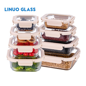 LINUO 2024 Hot Selling <strong>Kitchen</strong> Food <strong>Snap</strong> Locking <strong>Kitchen</strong> Food <strong>Snap</strong> Locking Airtight Glass Meal Prep Containers with Glass Lid - Product Image 5