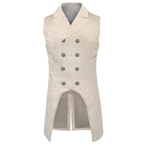 Chaleco Medieval Unisex, Chaqueta sin Mangas, Jacquard Steampunk, Chaleco de Cosplay, Esmoquin, Doble Botonadura, Corte Entallado, Abrigo Largo Victoriano - Product Image 4