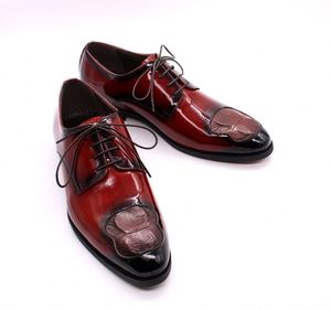 Dernier modèle de chaussures derby rétro pour homme, en cuir véritable, chaussures de ville officielles - Product Image 1