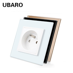 Prise murale Ubaro 86 Type 16A avec panneau en verre trempé, porte de protection et base de montage carrée - Product Image 1