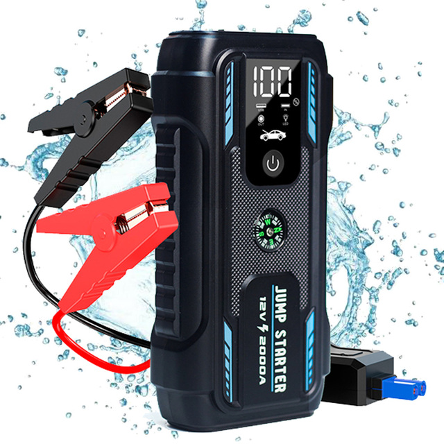 Portable 2000A Mini Jump Starter 12V 22000mAh Lithium Battery Power Bank Booster 45W Peak Charger LED Lighting for Cars Trucks