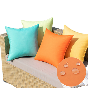 Solid Square Cushion Covers in Turquoise <b>Orange</b> Yellow Green for Home Outdoor Use Waterproof Polyester Fabric Envelope Closure - Product Image 1