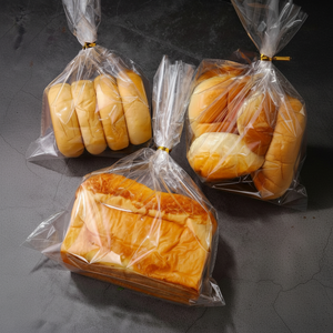Bolsas de plástico CFC para pan con refuerzo inferior transparente con lazos, celofán, violonchelo para pan casero o uso en panadería - Product Image 1