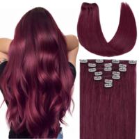 Extensiones de Cabello Ruso Remy de 22 Pulgadas con Clip, 100% Cabello Humano Real |   Trama Invisible Natural Ondulada con Cutícula Alineada
