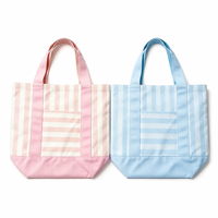 Sac fourre-tout en toile rayé rose personnalisable avec logo, sac à main décontracté pour femmes, sac à bandoulière en toile durable