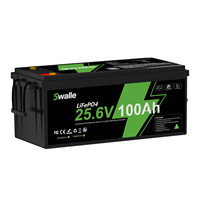 Stock UE Batterie au phosphate d'énergie solaire 12V 24V LiFePO4 100Ah 200Ah Batterie lithium-ion 100Ah 25.6V Sans taxe