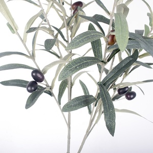 6 Branches de feuilles d'<span class=keywords><strong>olivier</strong></span> en plastique, branche d'<span class=keywords><strong>olivier</strong></span> artificielle avec fruits pour la décoration de la maison et les mariages - Product Image 2