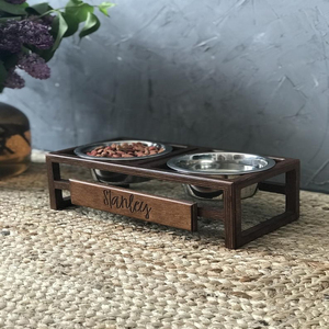 Mangkuk anjing tinggi bahan kayu grosir, mangkuk makan anjing rumah pertanian pedesaan - Product Image 1