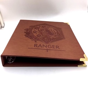 Raccoglitore ad anelli a D da 2 pollici in pelle PU marrone personalizzato <span class=keywords><strong>formato</strong></span> <span class=keywords><strong>A4</strong></span> con design a rilievo - Product Image 5