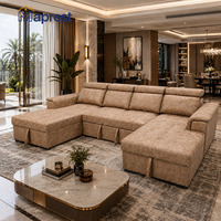 Großes Konvertierbares Schlafsofa mit Stauraum Ausziehbare Couch U-förmige Chaiselongue Multifunktionales Wohnmöbel