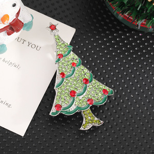 Christmas Tree Brooch Zinc Alloy Micro Insert Green <b>Red</b> Rhinestones Unisex Gift Jewelry Fashion Accessory - Product Image 4