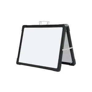 便携式双面磁性白板，带塑料角和手柄的可折叠白板，适用于办公室学校家庭