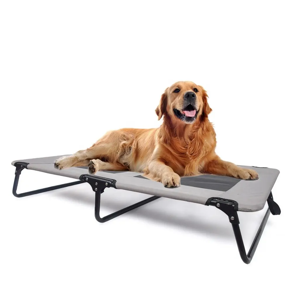 Outdoor camping metal frame raised elevated pet dog bed washable durable foldable pet elevated dog bed