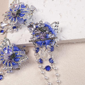 Klein bleu papillon industrie lourde népalais perles bricolage stylo perles en vrac à la main téléphone portable chaîne sac suspendus perles correspondant - Product Image 3