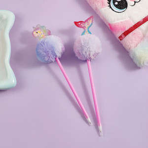 1 pz 4 colori per bambini unicorno peluche penna a sfera studente arcobaleno nota che prende penna fantastica ragazza dei cartoni animati che scrive a mano penne - Product Image 5
