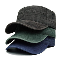 Haute qualité coton lavé Olive Camo Green Design Unique Vintage en détresse tactique chapeau plat Cadet Cap pour homme