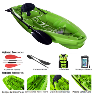 Kayak de canoa ligero y duradero de plástico para una persona de 2,6 metros, kayak de turismo recreativo por el mar, kayak individual para sentarse en la parte superior con paleta - Product Image 3