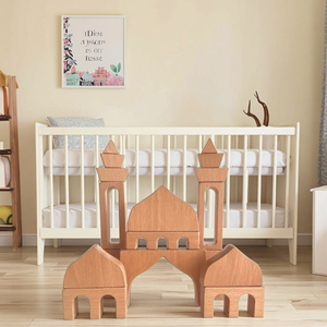 Blocs de construction en bois de mosquée islamique <span class=keywords><strong>Montessori</strong></span>, jouet éducatif en bois de hêtre naturel pour enfants, cadeau de l'Aïd - Product Image 6