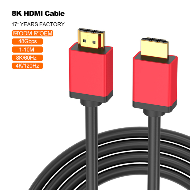 ODM/OEM Factory Direct Sale Durable HDMI Cable 8k/60Hz 2.1 Copper Wire HDCP2.3 EARC Supported Home Entertainment Cable 48Gbps