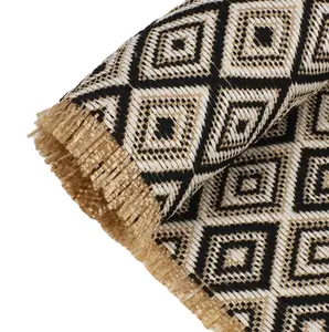 2212152-钻石纹理PP机织拉菲草织物，再生PP拉菲草织物混纺棉纱