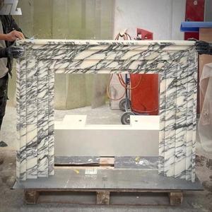 Decoración moderna para el hogar, chimenea independiente de estilo Luis XVI tallada a mano, mármol de Carrara de lujo, diseño exclusivo de piedra Natural - Product Image 4