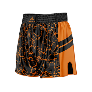 กางเกงชกมวยคุณภาพสูงสั่งทำพิเศษ สีส้ม ยืดหยุ่น ทนทาน ผลิตจากโพลีเอสเตอร์ 100% สำหรับผู้ชาย เล่นกีฬา ต่อสู้แบบอิสระ ฝึกซ้อมทีม - Product Image 2