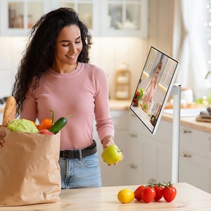 Écran d'assistance culinaire mobile de 32 pouces, <span class=keywords><strong>Android</strong></span> <span class=keywords><strong>13</strong></span> avec batterie, support roulant pour tutoriels vidéo et recettes numériques en cuisine - Product Image 1