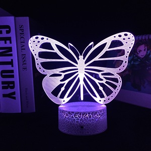 Lampe 3D à <span class=keywords><strong>action</strong></span> figurine papillon lumineuse avec télécommande RGB, veilleuse pour enfants, cadeau manga, décoration de chambre, offre d'usine - Product Image 1