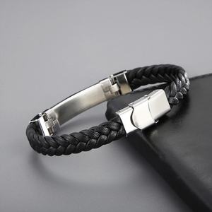 2024 New Design Wholesale Custom Stainless Steel Braided Leather <b>Man</b> Bracelet - Product Image 3