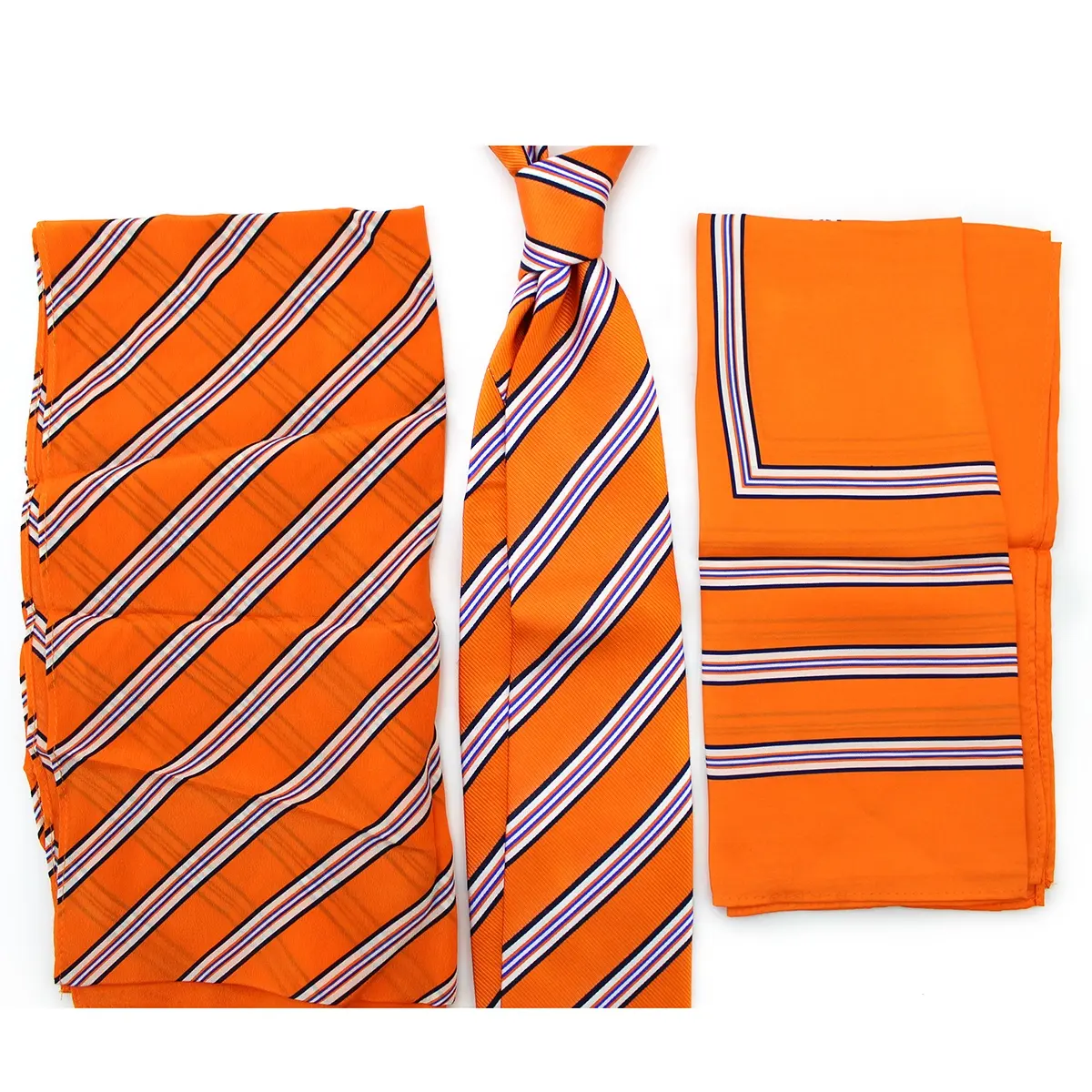 Corporate Jacquard gewebte individuelle bunte Pin Streifen Herren Krawatte Druck Vierkant Block Damen orange Naturseiden Schals und Krawatten