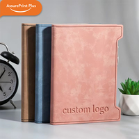 Carnet de notes professionnel en cuir PU avec logo personnalisé en creux, porte-stylo, journal d'écriture de bureau, coffret cadeau à couverture rigide
