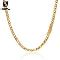 Kalung Hip-Hop Baja Tahan Karat 6mm Unisex Desain Bolak-Balik Rantai Bambu dengan Kancing Pegas Perhiasan Grosir