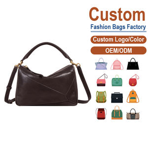 Genuine Leather Crossbody <b>Bag</b> Geometric <b>Patchwork</b> Vegetable-tanned Leather Design Light Luxury Premium Shoulder Handbag ODM - Product Image 1