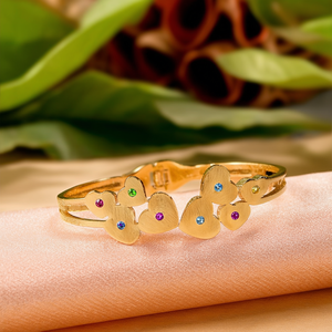 Bracelet tendance en acier inoxydable 316L plaqué or PVD, design cœur avec pierres colorées, bijoux pour femmes - Product Image 3
